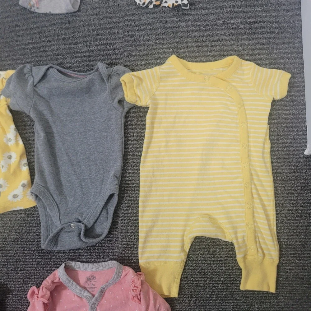 Various Brands Lot of 13 Size 0-3 Months One Pieces Lot Baby Girl Infant Bundle
